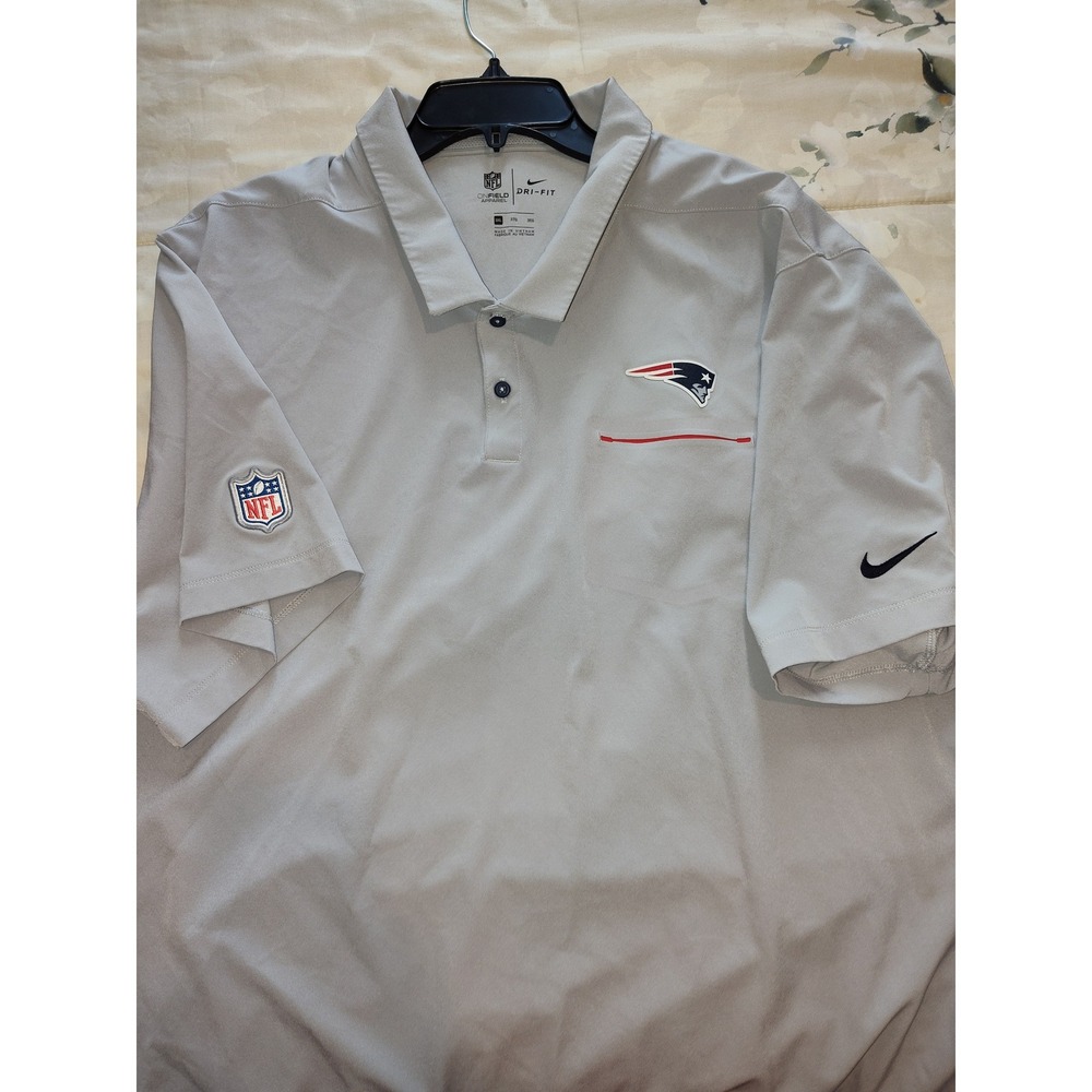 Nike New England Patriots NFL On-Field Dri-FIT Polo Shirt Mens 3XL Grey - Picture 4 of 5